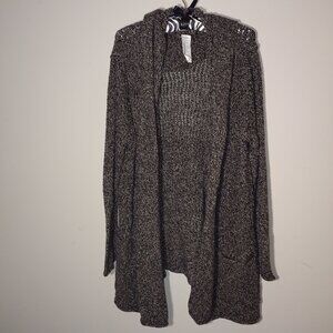 Eddie Bauer Beachside Hooded Knit Cardigan Sz 2XL Black White